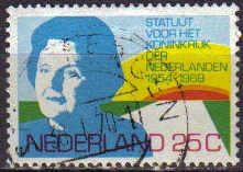 Holanda 1969 Scott 479 Sello Serie Basica Reina Juliana y sol naciente usado Stamps Netherlands Holland Hollande Olandas 